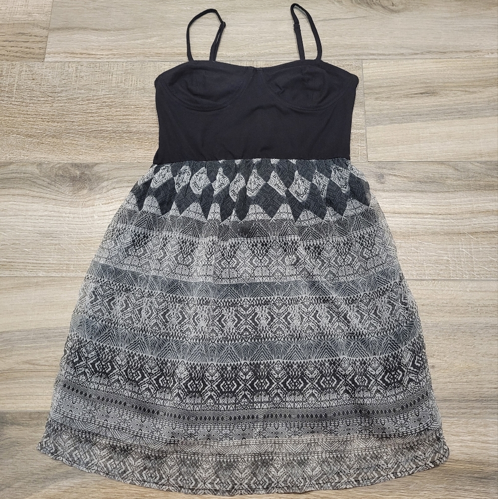 Element Bustier Printed Fit & Flare Skater Mini Dress Women's Juniors M Boho Y2k